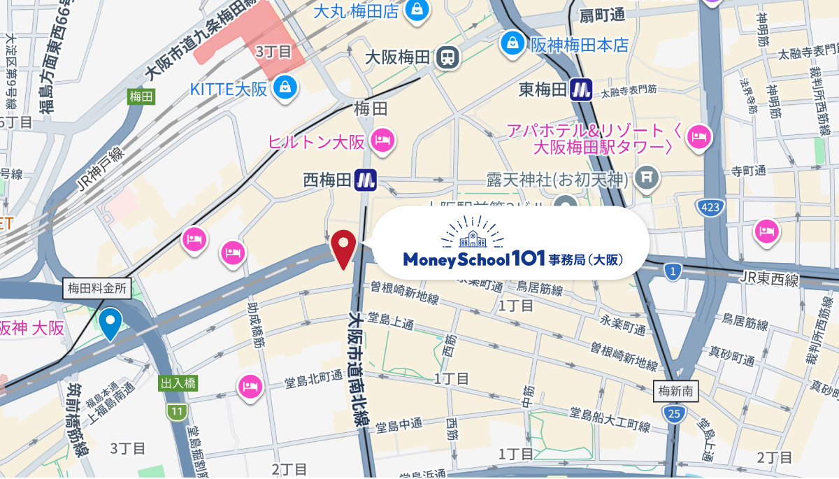 マネースクール101事務局の地図。